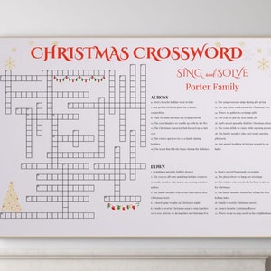 Christmas Custom Crossword Puzzle, Giant Christmas Crossword, Crossword Puzzle, Christmas Family Games, Christmas activity, Digital Delivery