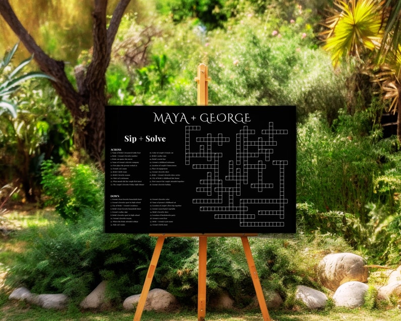 Custom Crossword Puzzle, Giant Crossword Puzzle, Sip & Solve Puzzle