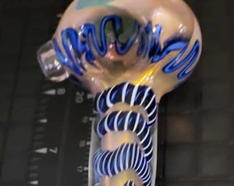 Ropes and Dots Gold Fumed Glass Spoon Pipe - Made in the USA
