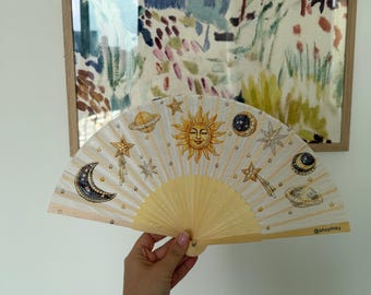 Star Dust Celestial Print FNKY Bamboo Hand Fan