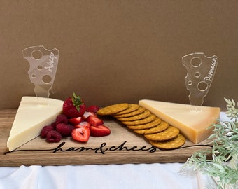 Custom Cheese Markers Cheese Form/Reusable Cheese Markers/Acrylic Cheese Markers/Charcuterie board/Charcuterie/Cheese board. Set of 5.