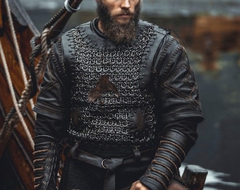 Ragnar Viking costume; cosplay leather armor for LARP and Medieval events, handmade armour, Vikings berserker armor | Halloween costume