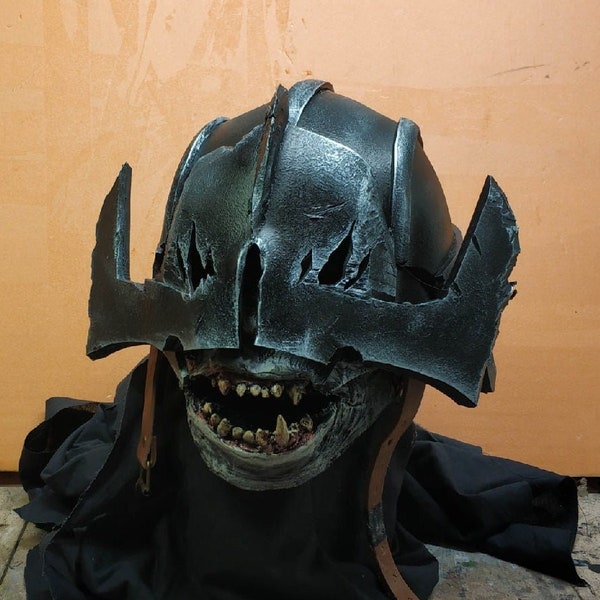 Warhammer Ork Mask with helmet; Movable Jaw; Fantasy Cosplay Costume; Ork Larp armor; Creepy Ork; Halloween; horror mask, Lord of the Rings