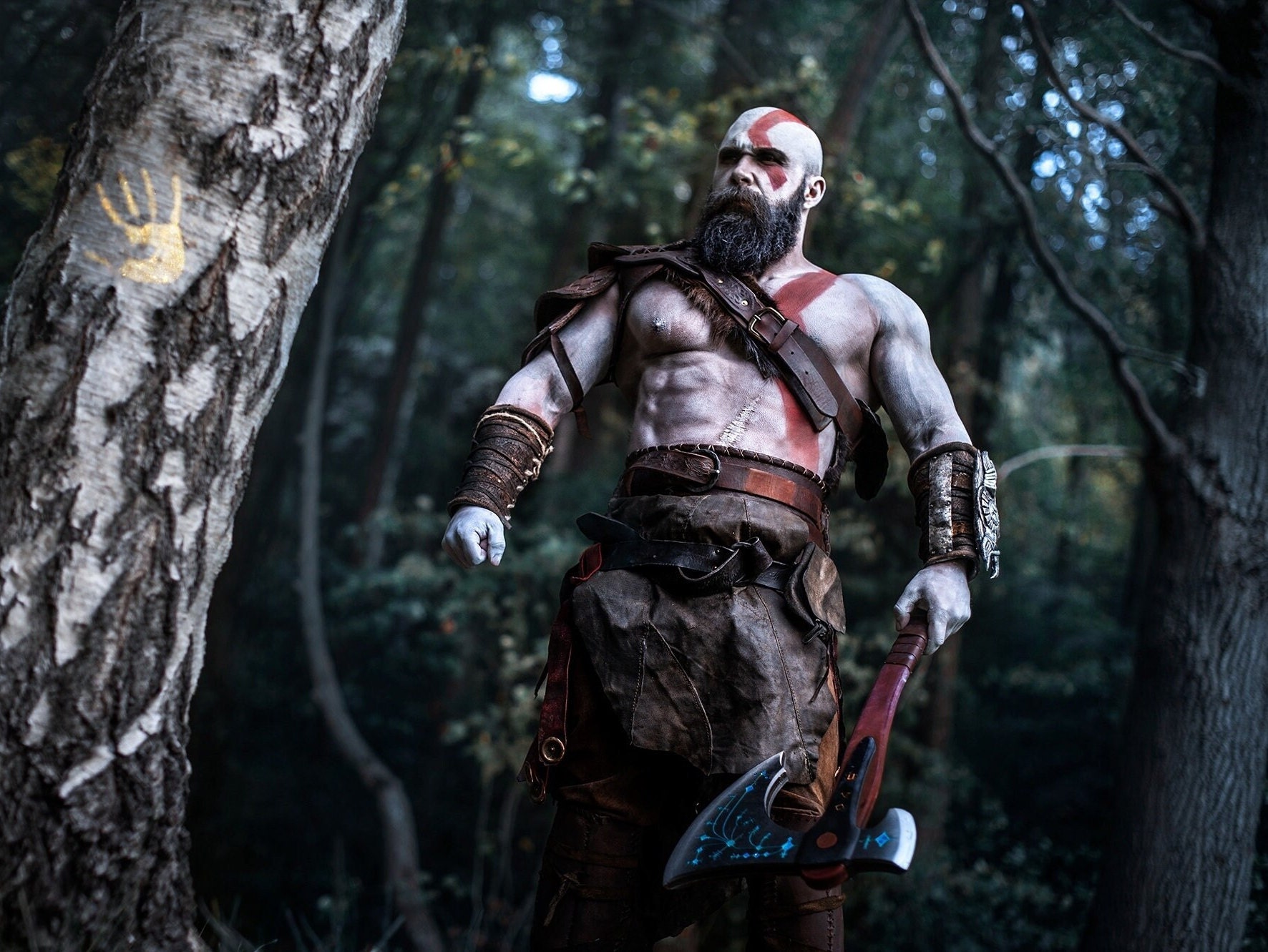 Halloween Carnival Hot Game Gods Killer War Full Set Outfit With Props  Ragnarok Kratos Cosplay Costume