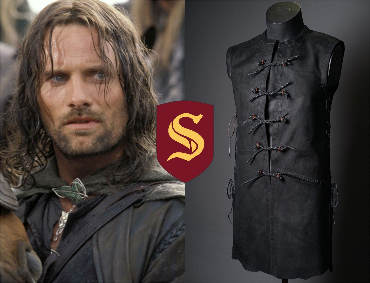 Aragorn Strider Vest lord of the Rings, Cosplay Black Leather Vest for LARP  and Medieval Events, Handmade Aragorn Armor LOTR, 