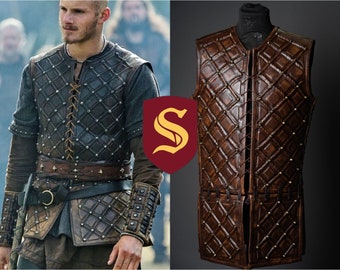 Bjorn viking brigandine, cosplay leather vest for LARP and Medieval events, handmade jacket armor, son of Ragnar from Vikings