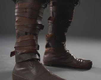 Ragnar viking boots, birka leather shoes, medieval larp shoes | Halloween costume