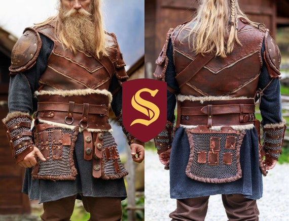 Traje vikingo Larp armadura de cuero cosplay para eventos LARP y