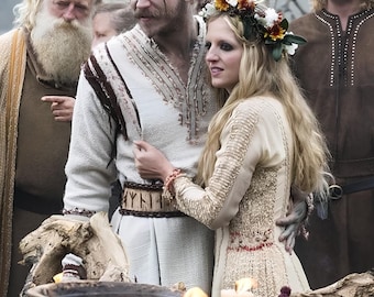 Floki wedding white tunic; Viking fabric shirt for LARP; Floki medieval married tunic; viking fiance oufit; Floki cosplay