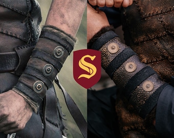 Brassards vikings Ragnarson ; Brassards en cuir pour GN ; armure de GN ; accessoires de GN; armure berserker ; dnd costume ; cosplay fantastique