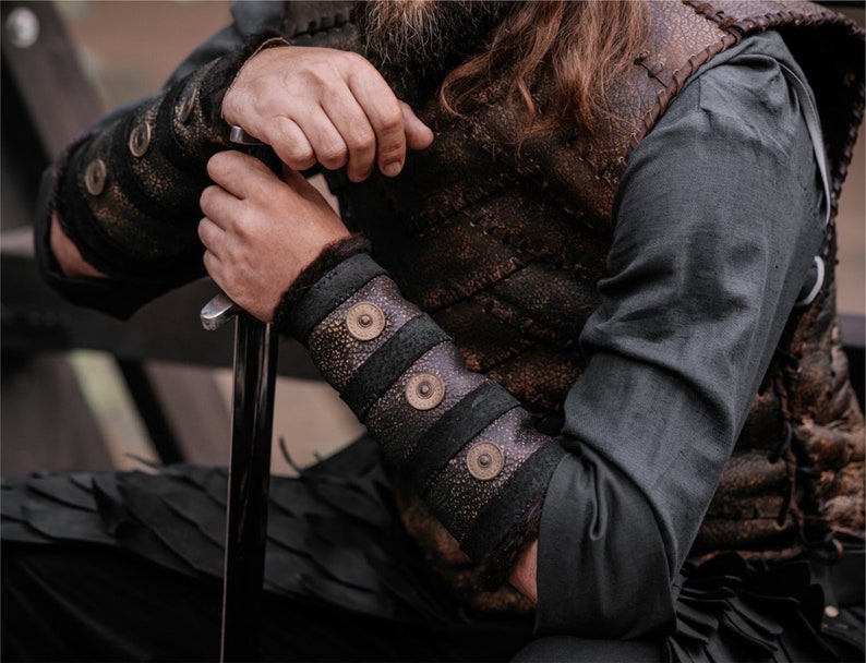 Ragnarson viking bracers Larp leather bracers larp armor larp accessories berserker armor dnd costume fantasy cosplay image 4