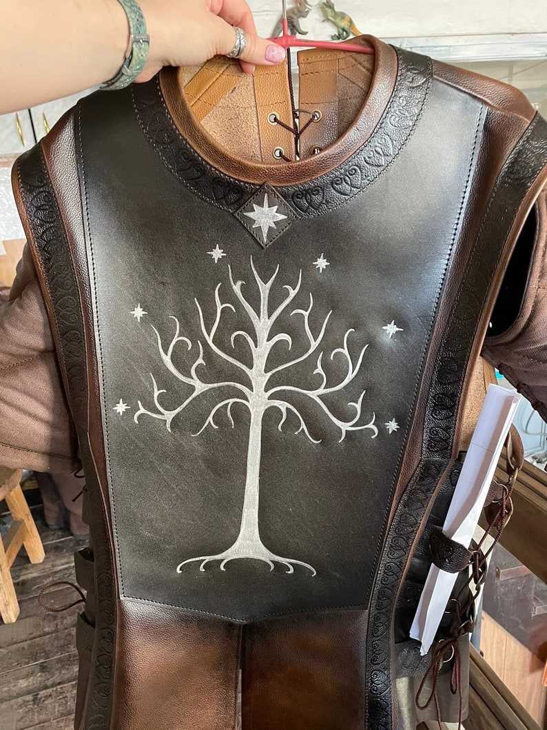 Faramir leather armor Lord of the Rings, cosplay leather vest with shoulders for LARP and Medieval events, handmade Gondor armor LOTR, image 6