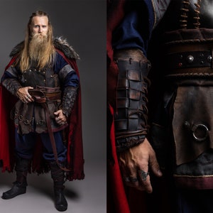 King viking bracers Larp leather bracers larp armor larp accessories berserker armor dnd costume fantasy cosplay image 2