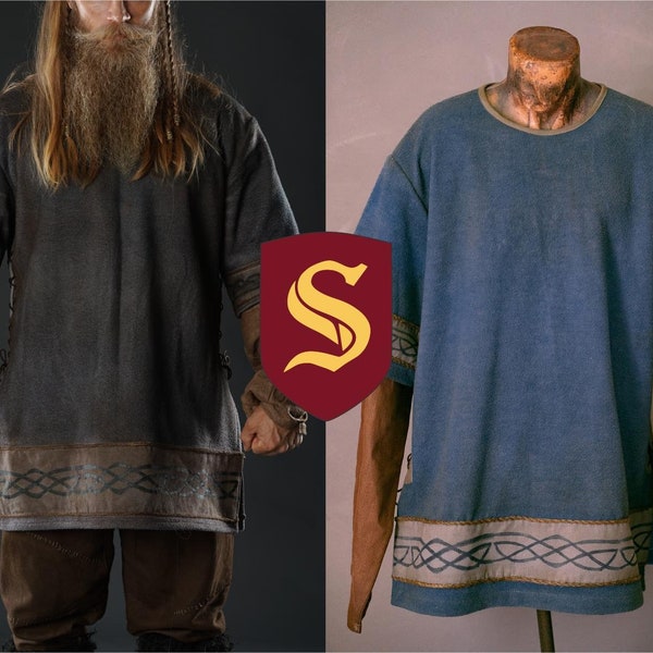 Viking blue tunic, cosplay blue wool tunic for LARP and Medieval events, handmade Viking armor