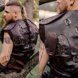 Armure viking d'Asbjorn Hommes du Nord armure en cuir pour GN et événements médiévaux, armure faite main, Ragnar des Vikings, cosplay berserker celtique image 4