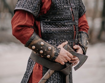 King Harald Finehair's bracers; leather armor for LARP and Medieval events, handmade armour, berserker armor | Halloween costume
