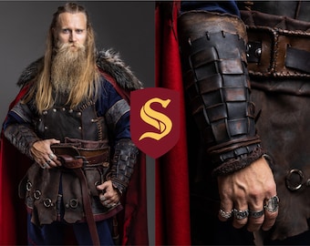 Brassards roi viking ; Brassards en cuir pour GN ; armure de GN ; accessoires de GN; armure berserker ; dnd costume ; cosplay fantastique