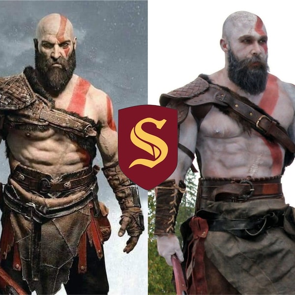 Kratos costume (God of War); cosplay leather armor for LARP and medieval events, Kratos God of War cosplay, halloween costume