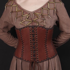 Medieval Leather Corset, LARP Handmade Leather Corset, Viking Leather Corset, Handmade Armor Antique Brown Leather Corset