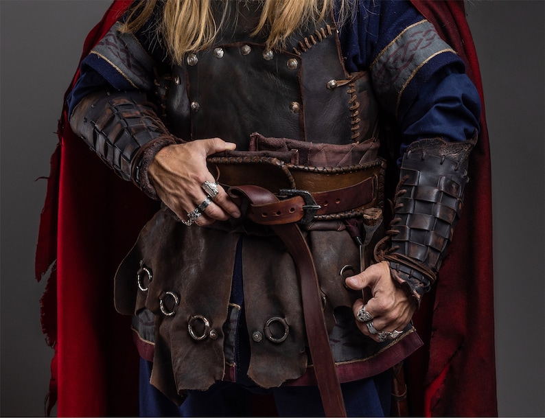 Brassards roi viking Brassards en cuir pour GN armure de GN accessoires de GN armure berserker dnd costume cosplay fantastique image 4