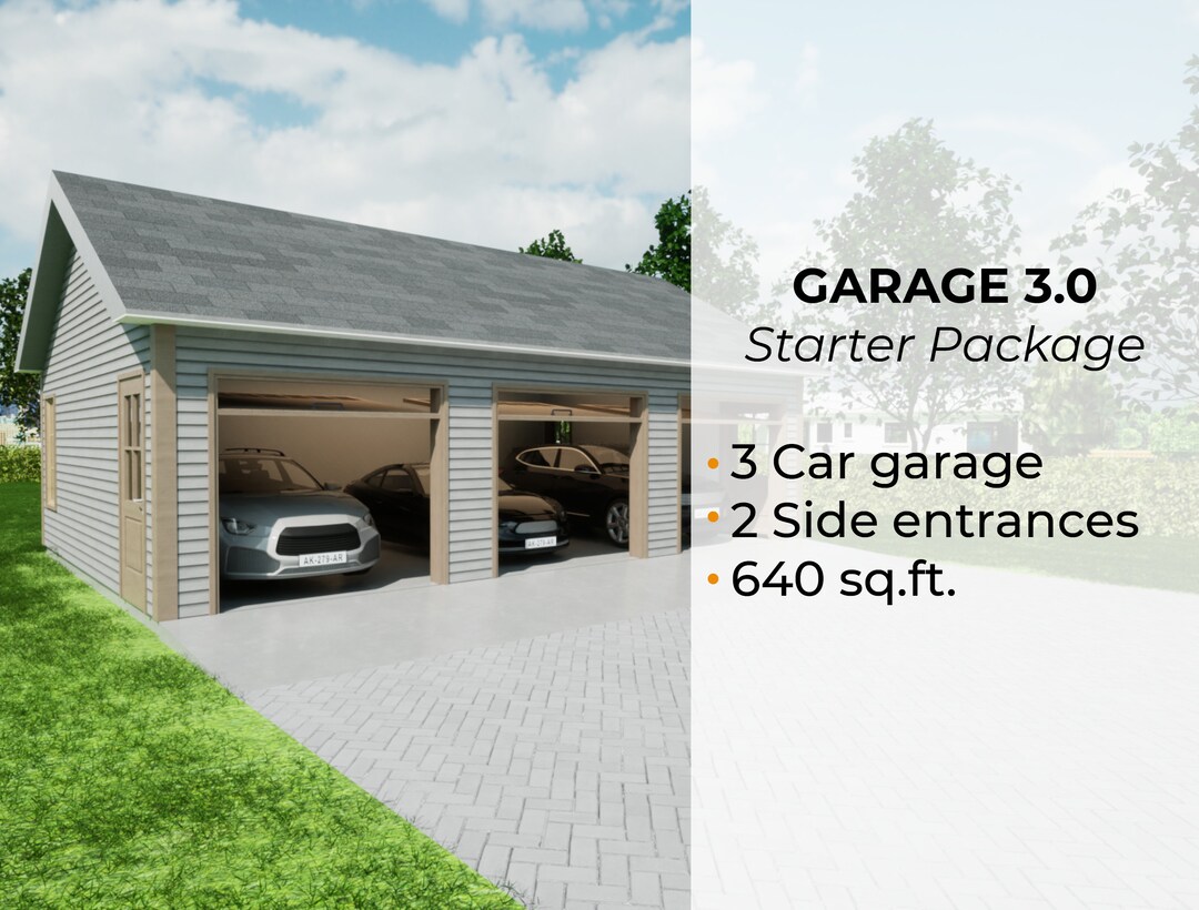 Garage Plans 20' X 31' Sq.ft. 3 Car Garage Plans Materials List,3d