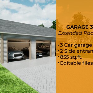 Garage plans 20' x 31' sq.ft. | 3 car garage plans | Materials list, DWG file,3D Sketchup model included | Garage 3.0