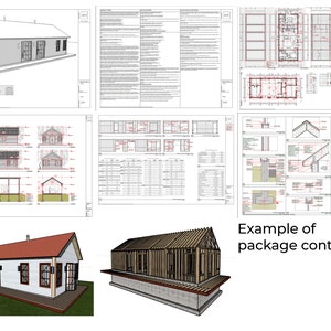 Tiny House Plans Bundle 2 and 1 Bedroom House Plans Materials List, DWG