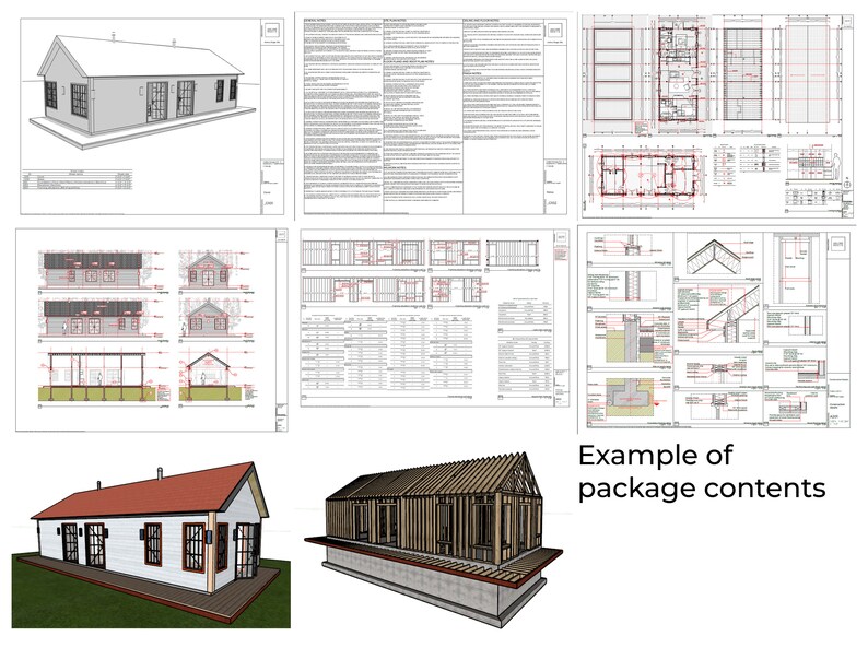 Tiny House Plans Bundle 2 and 1 Bedroom House Plans Materials List, DWG ...
