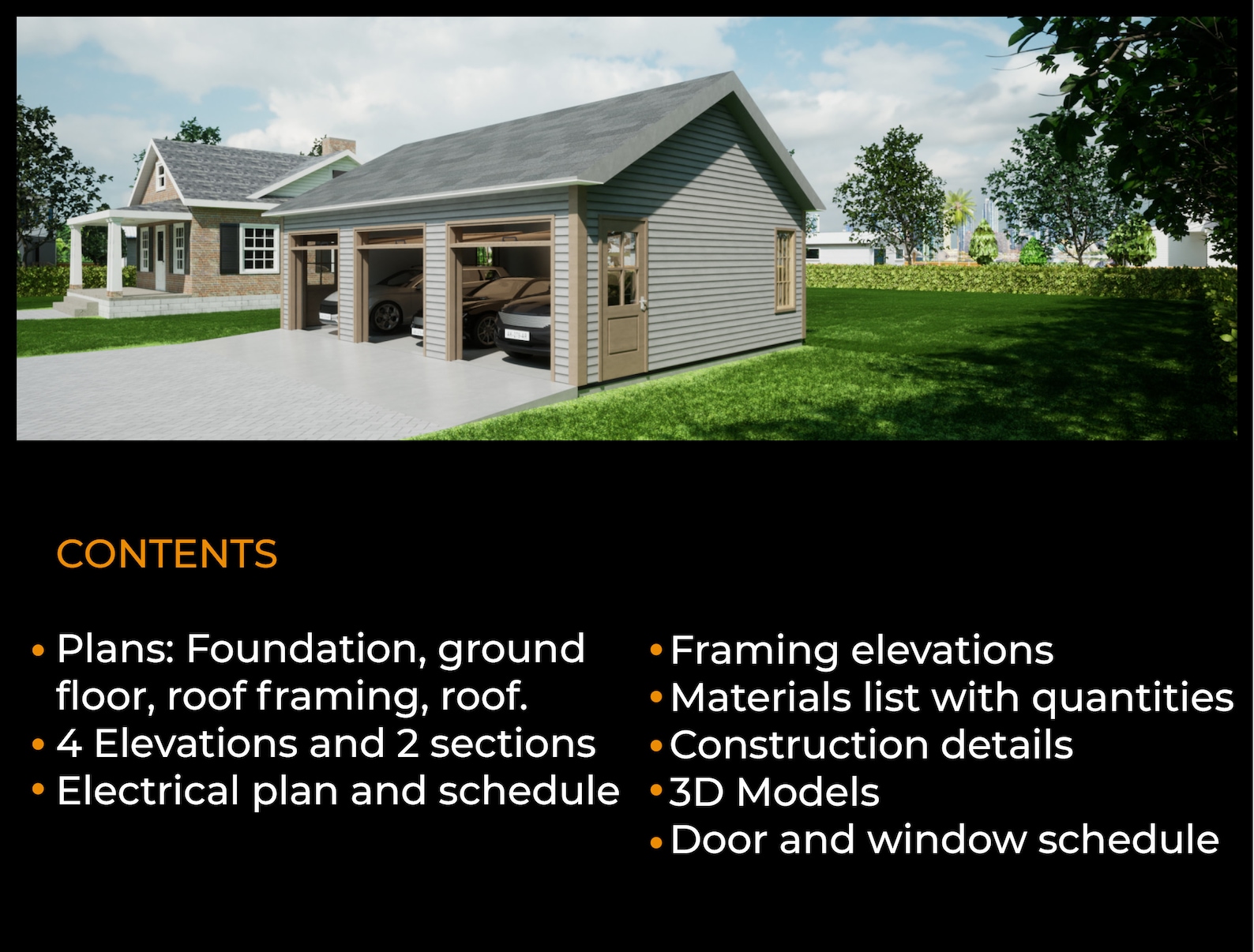 Garage Plans 20' X 31' Sq.ft. 3 Car Garage Plans Materials List,3d