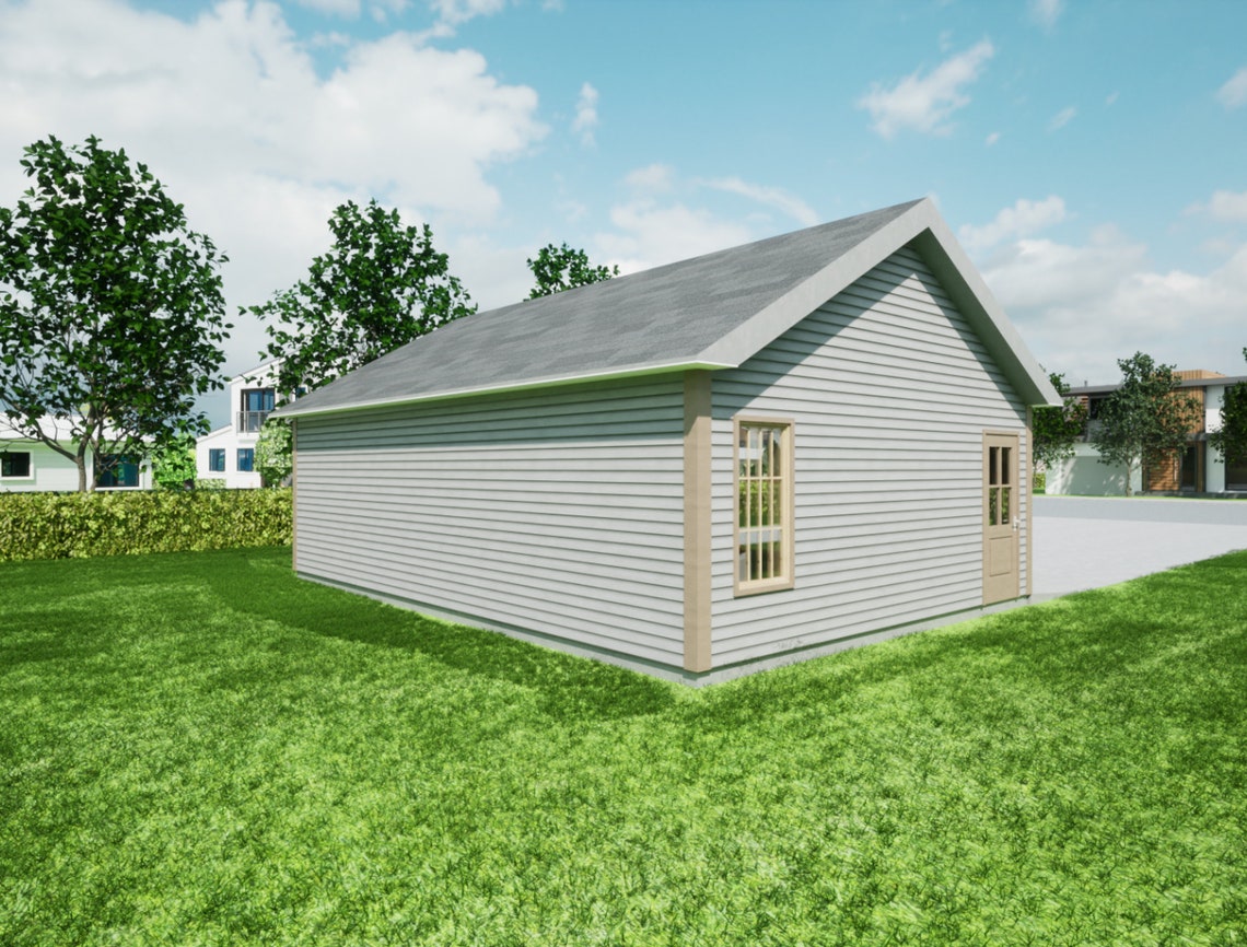 Garage Plans 20' X 31' Sq.ft. 3 Car Garage Plans Materials List,3d