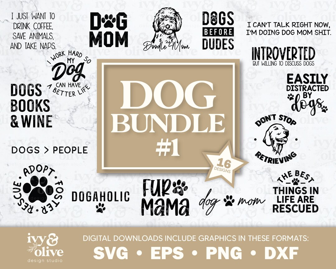 Dog Mom Life Bundle 1 | Digital File Download | SVG EPS Png Dxf | Funny ...