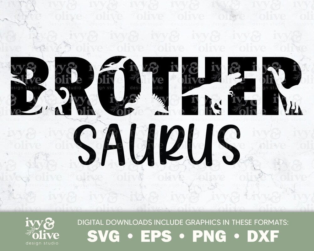 Brother Saurus Dinosaur | 123 | Digital File Download | Svg Eps Png Dxf | Little Brother Shirt | Dinosaur Birthday Printfushion