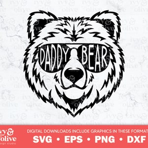 Papa Ours Silhouette | 224 | | de téléchargement de fichiers numériques SVG eps png dxf | Chemises maman et papa | Designs de la famille Bear | Chemises des parents