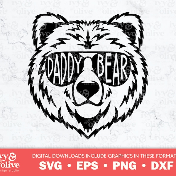 Daddy Bear Silhouette | 224 | Digital File Download | SVG eps png dxf | Mom and Dad Shirts | Bear Family Designs | Parent Shirts