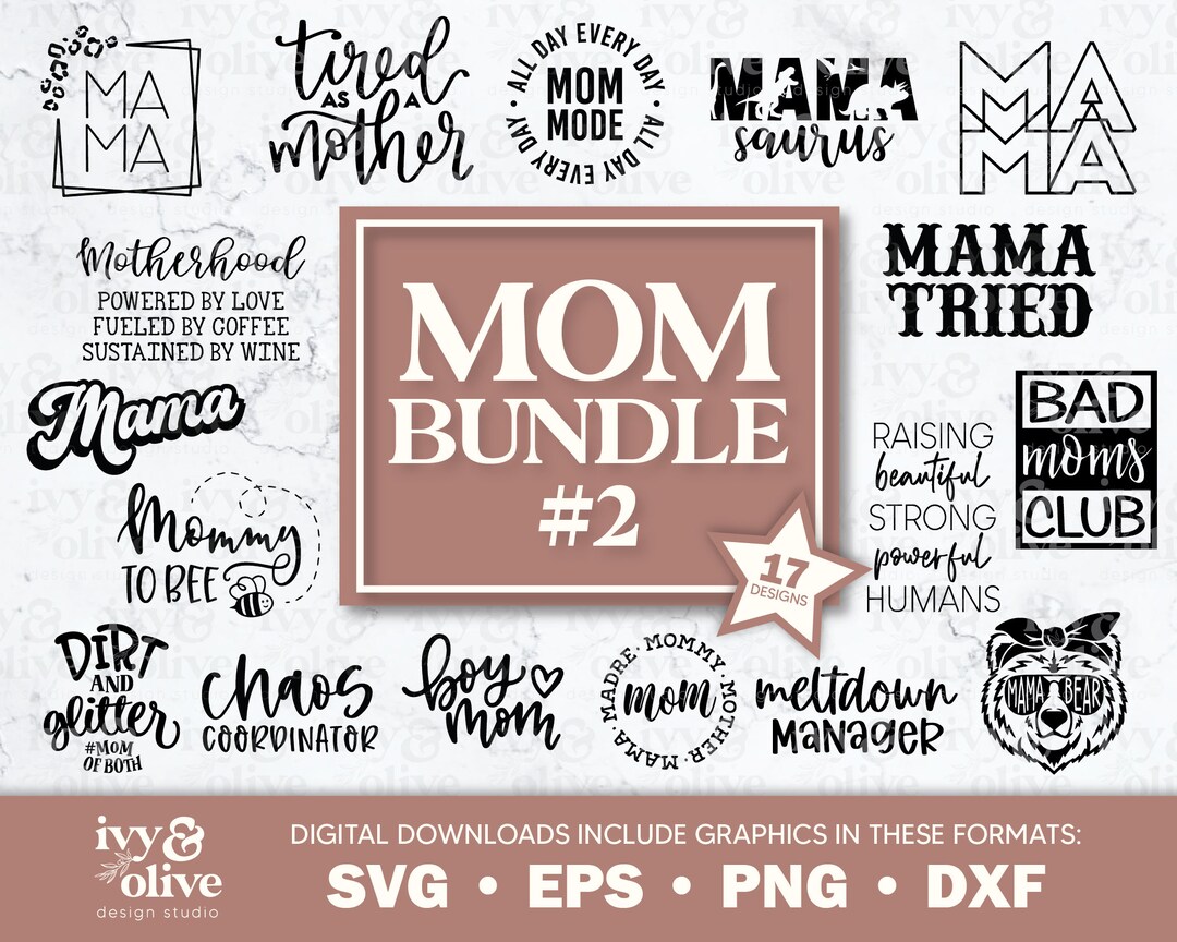 Mama Bear Bundle 2 | Digital File Download | SVG EPS Png Dxf | Funny ...