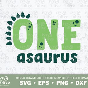 One A Vert dinosaure Saurus | 338 | Téléchargement de fichier numérique | SVG EPS PNG dxf | Chemises familiales anniversaire dinosaure