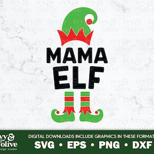 Mama Elfe mit Elfenmütze und Füßen | 287 | Digitale Datei Download | SVG EPS PNG dxf | Familie Weihnachten | Urlaubsfotos