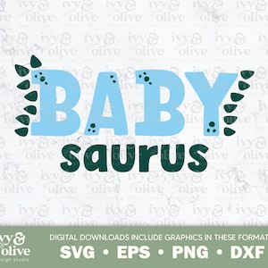 Bebé Saurus Dinosaurio Azul / 360 / Descarga de archivos digitales / SVG EPS PNG dxf / Camisas de la familia Dino