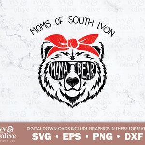 Moeders van Zuid-Lyon Bandana Bear | 209 | Digitaal bestand downloaden | SVG eps png dxf | Aangepaste | Bear Familie Ontwerpen