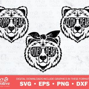 Miel de Kota de la famille Poppa Bear | 254 | Téléchargement de fichier numérique | SVG eps png dxf | Ours aviateurs