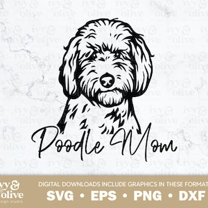Poodle Mom Dog Silhouette / 195 / Descarga de archivos digitales / SVG EPS PNG dxf / Poodle Shirt Dog Shirt