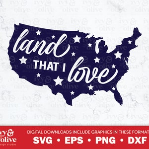 Land, das ich liebe Usa Karte | 073 | Digitale Datei Download | SVG EPS PNG dxf | 4. Juli Sterne und Streifen