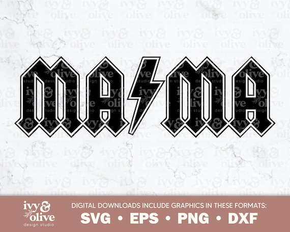 Mama ACDC Lightning Bolt 013 Digital File Download SVG - Etsy