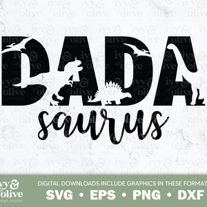 Dada Saurus Dinosaurier-Schriftart | 122 | Herunterladen digitaler Dateien | SVG-EPS-PNG-dxf | Geschenk für Papa | Dinosaurier-Familie | Mama Saurus