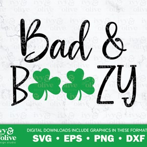 Día de San Patricio, mal y borracho / 048 / Descarga de archivo digital / SVG EPS PNG dxf / Camiseta para beber del Día de San Patricio