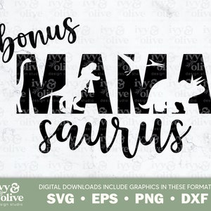 Bonus Mama Saurus Dinosaure | 126 | | de téléchargement de fichiers numériques SVG EPS PNG dxf | | d’anniversaire jurassique Belle-mère svg