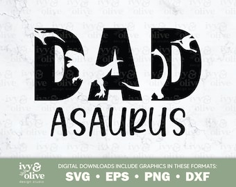 Vader A Saurus Dinosaurus | 104 | Digitaal bestand downloaden | SVG EPS PNG dxf | Nieuwe Papa Shirt | Papa Saurus