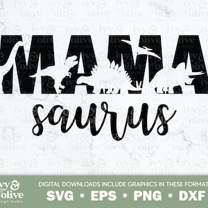 Mama Saurus Stegasaurus Dinosaur | 256 | Digital File Download | SVG EPS PNG dxf | Dinosaur Family | Jurassic Birthday