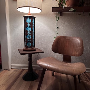 Mid Century Modeline Walnut and Glass Lamp