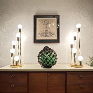 Pair of 80&#39;s two toned Sonneman style waterfall lamps